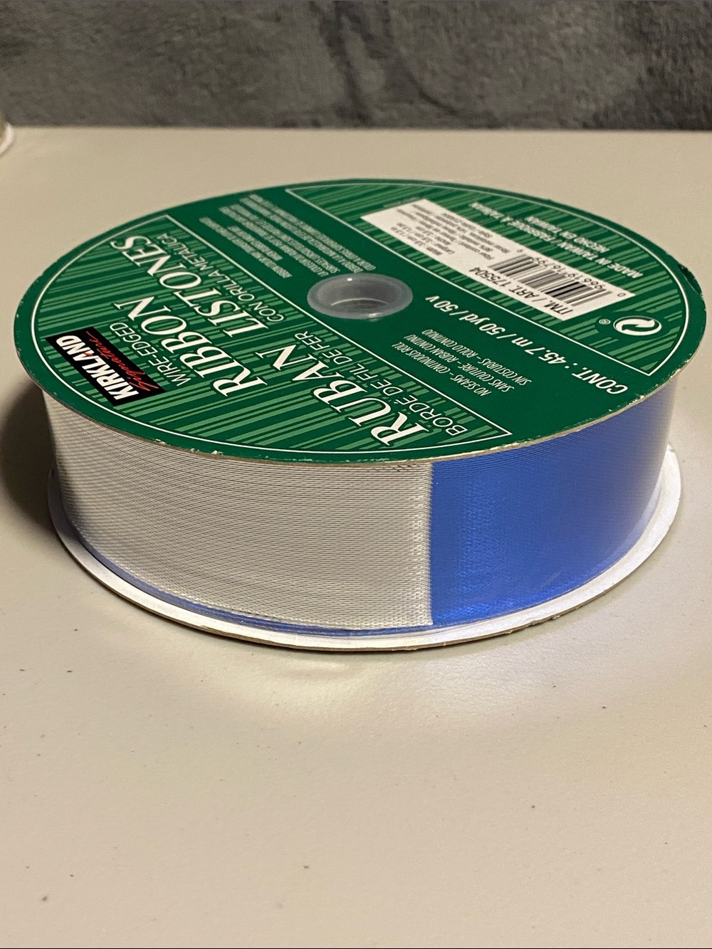 NWT Wire Edged 2-Sided Blue and Silver Ribbon